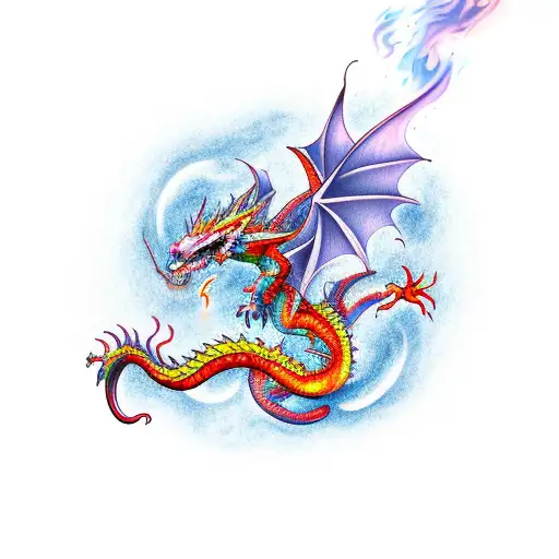 Magical Dragon Throwing Fire