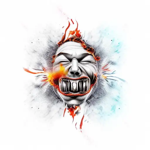 Gore Screaming Face Fire Background