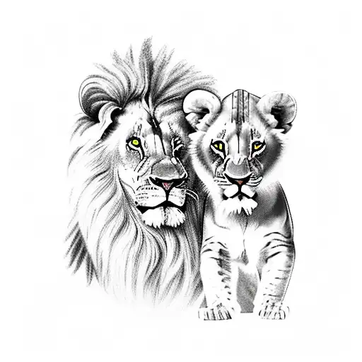 Femal Lion And Small Bull