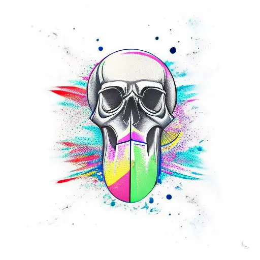 Longboard Surfing Wave Skull