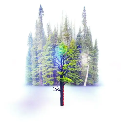 A Serene Forest Scene With A Hidden Beer Bottle