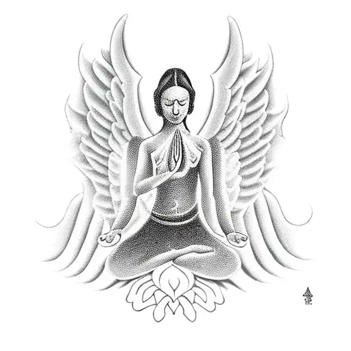 An Energetic Angel Meditating In A Lotus Position