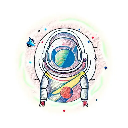 A Whimsical Astronaut Floating Among A Constellation Of Fruit