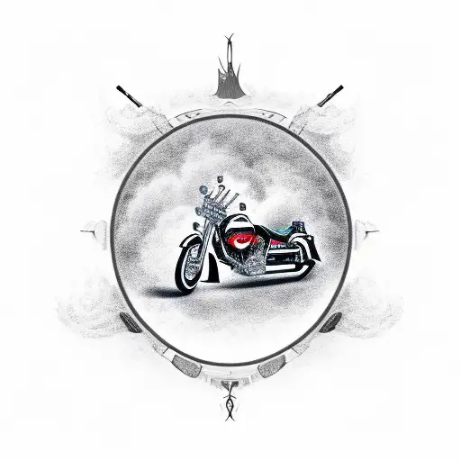 A Chopper Motorcycle With Smoke Forming The Shape Of A Guitar