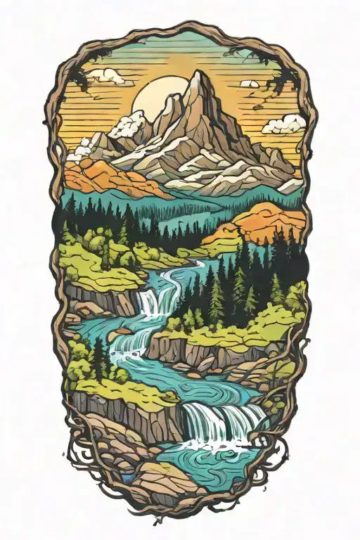 Forrest Mountain And River