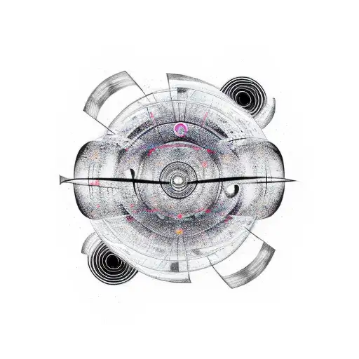 Full Arm Abstract Black Space Circle Geometric