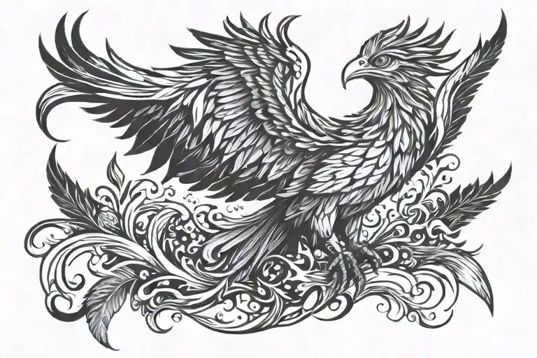 Phoenix Rising From The Ashes Symbolizing Rebirth