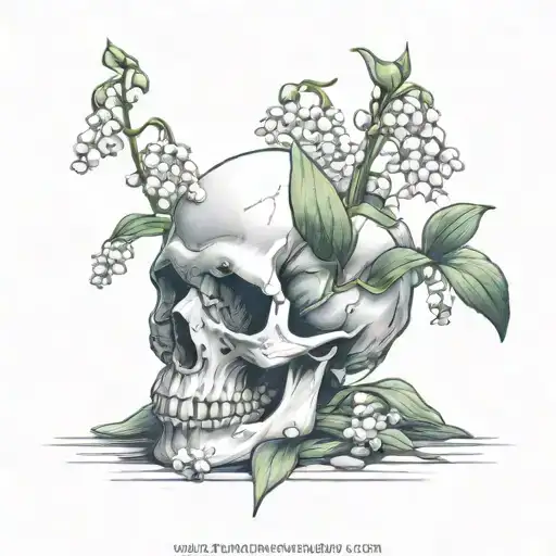 Lily Of The Valley Bonsai Growing Out Of A Skull