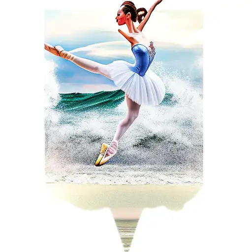 A Ballerina Gracefully Leaping Over Crashing Waves On The Beach