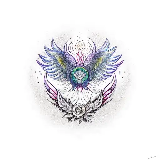 Mandala That Include The Word Hope And A Phoenix Bird