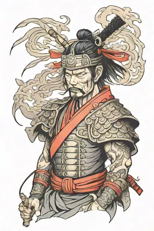 Samurai Portrait On The Upper Arm Sleeve