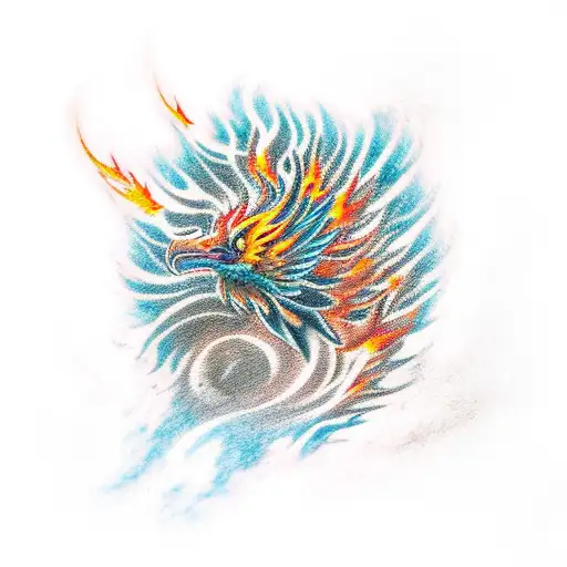 Black And Orange Phoenix On Fire