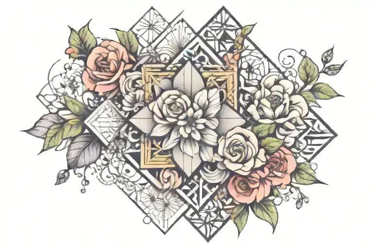 Floral Geometrical Half Sleeve