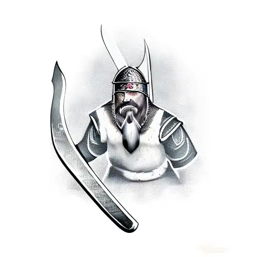 Viking Warrior With Hatchet In Hand