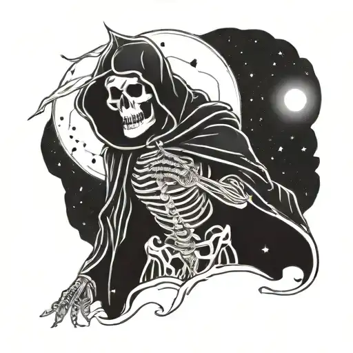 Outline Of Grim Reaper Looking Into The Galaxy
