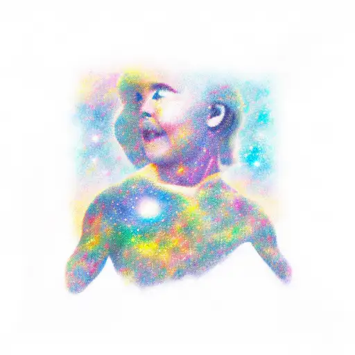 Kid On Roof Top Looking At Galaxy