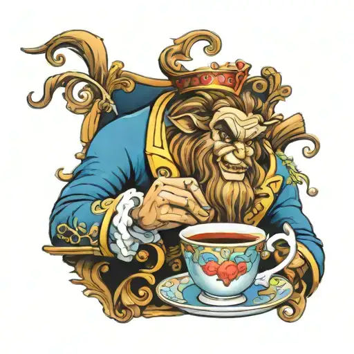 Disney Genie Drinking From Beauty And The Beast's Cup