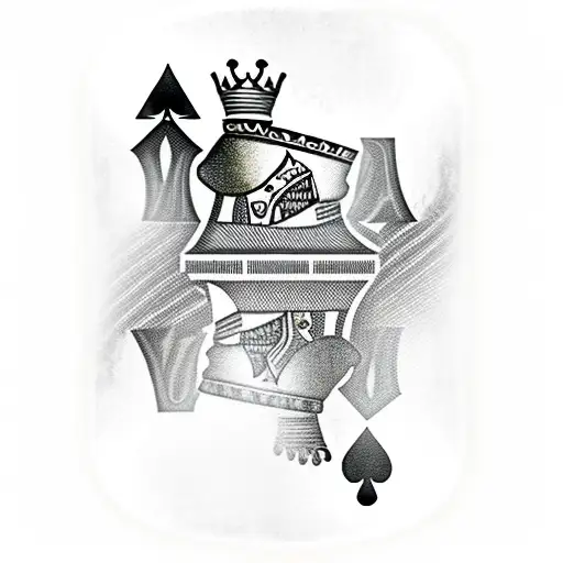 King And Queen Chess Piece With Ace Of Spades And Queen Of Hearts Playing Cards