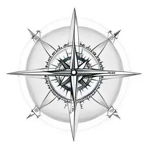 A Minimalist Tattoo Of A Compass Rose With The Phases Of The Moon Surrounding It Long Wrist