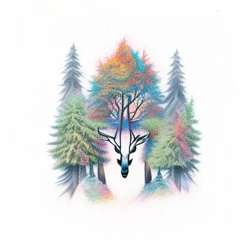 Buck With Dark Forest Background