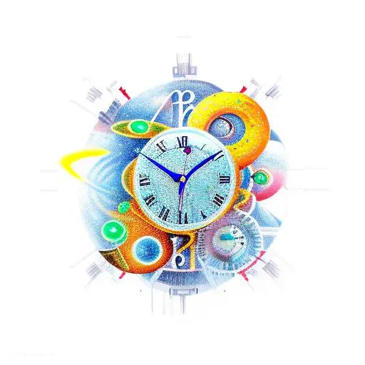 Clock In Space With Numbers And Hourglass