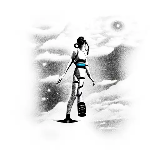 Diving Girl With Bodysuit Into The Space