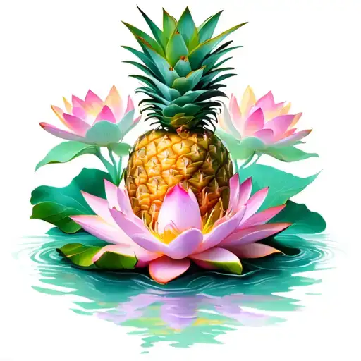 Pineapple Surrounded By Lotus