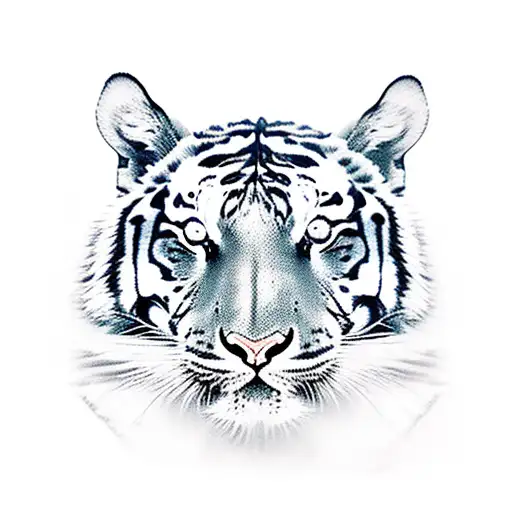 Half Tiger Face With Rose Under It