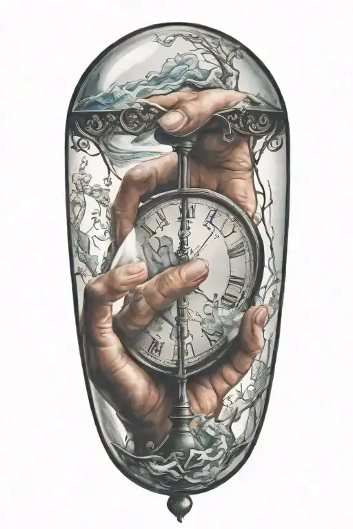 Hand Reaching Out Of An Hourglass