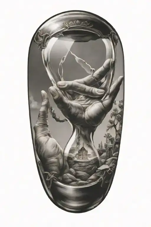Hand Reaching Out Of An Hourglass