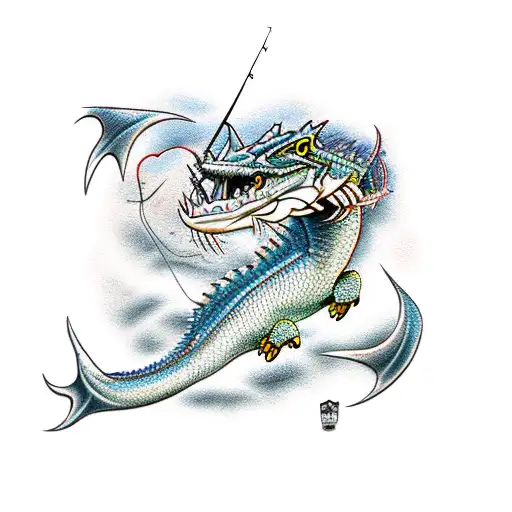 Fishing And Dragons Fan
