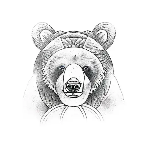 Bear Protecting Cub From Evil And Hate