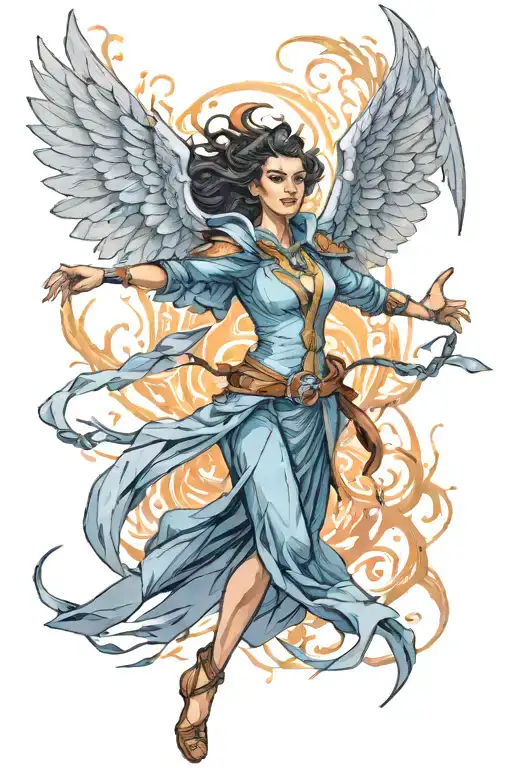 Fighting Female Mage With Wings