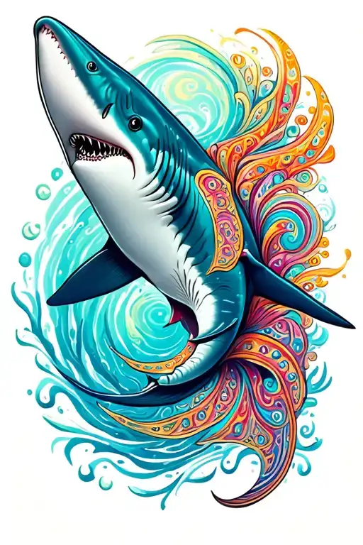 Colorful Paisley Shark Swimming Gracefully