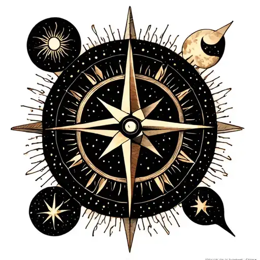 Compass Rose Moon Sun Stars Thread Weaving