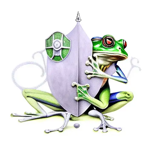 Frog Holding Sword And Shield
