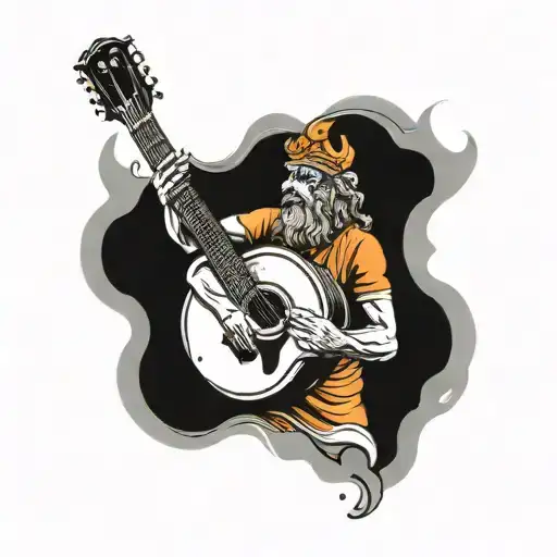 Greek God Statue Burst Colored Acoustic Guitar