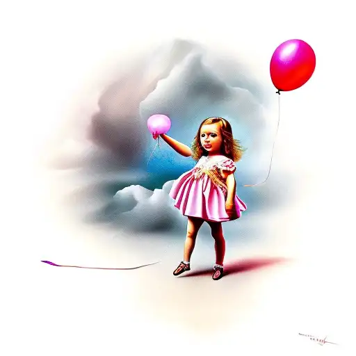 Little Girl With Ballon In Salvador Dali Style