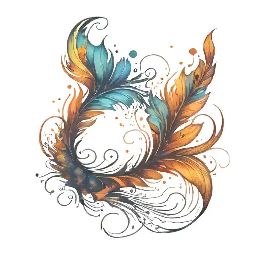 Phoenix Feather Transforming Into Galaxy