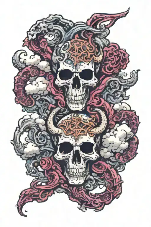 Skulls Clouds With Capricorn Zodiac Signs Incorporated