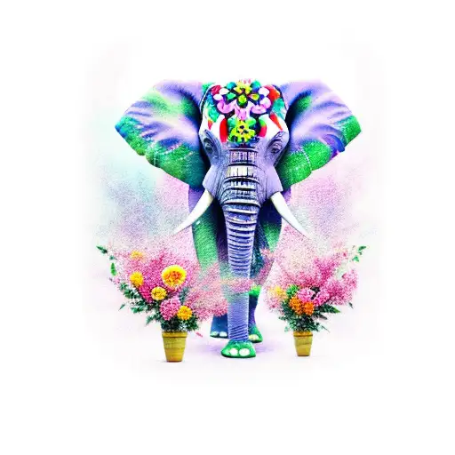 Elephant With Flowers