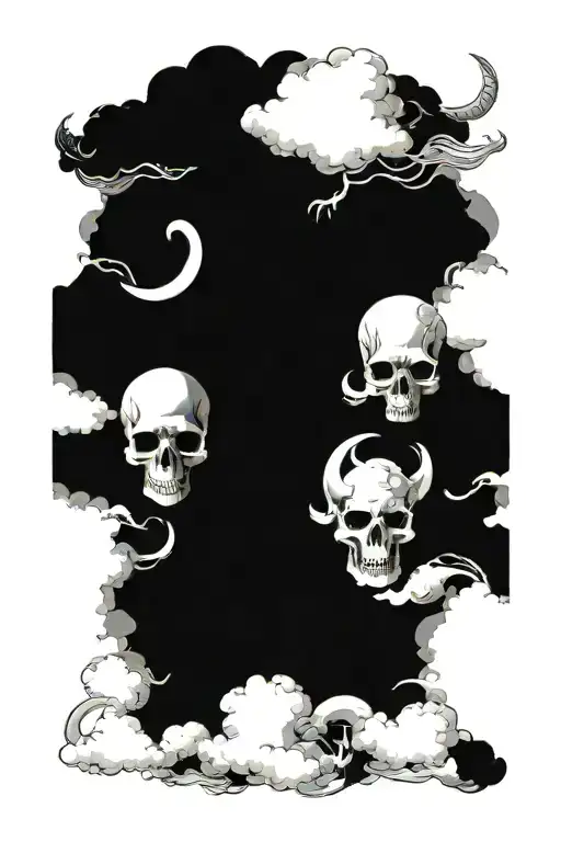 Skulls Clouds With Capricorn Zodiac Signs Incorporated