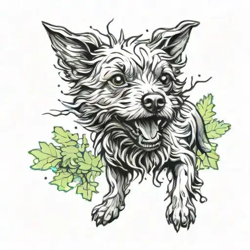 Mini Terrier Playing In The Woods