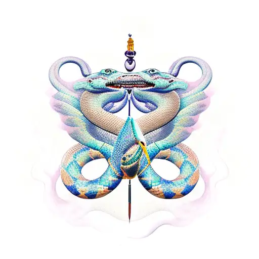 Sagittarius With Big Snake And A Filigree