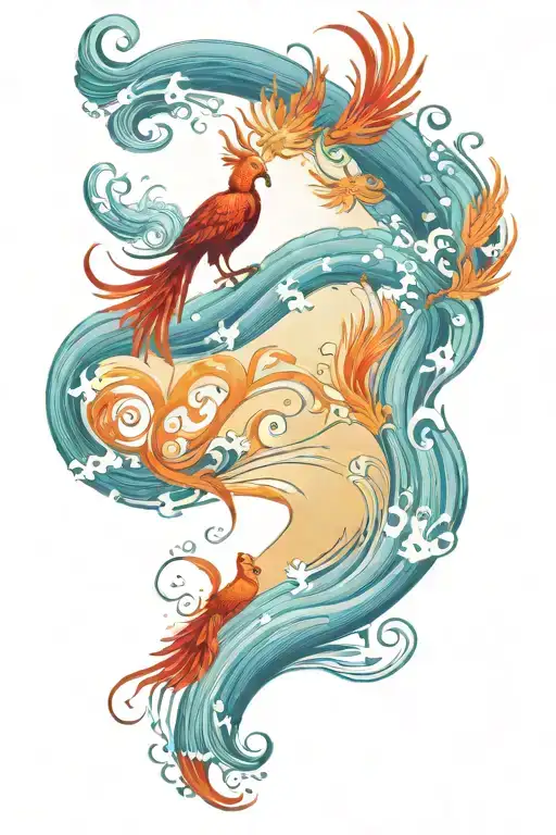 Ocean Waves Washing Away Footprints Of A Phoenix Walking Down The Beach