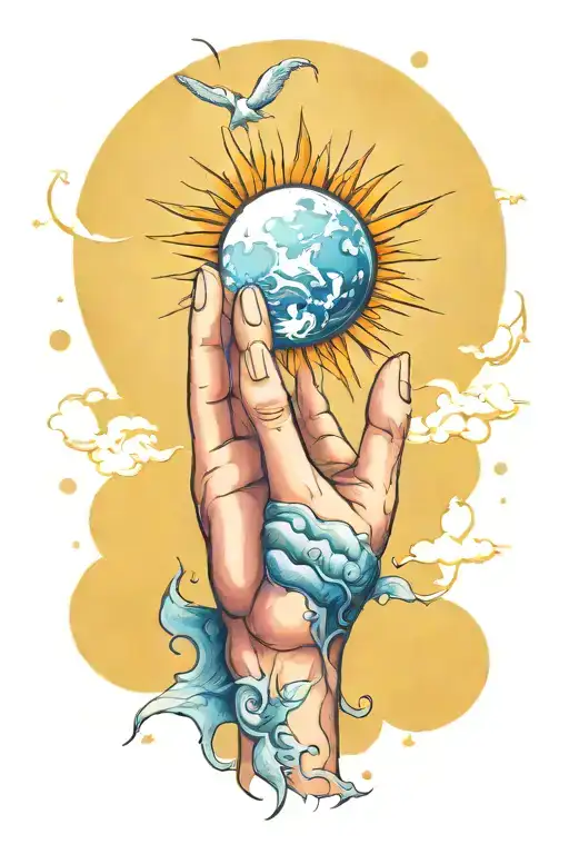 Hands Sun Shining Full Moon