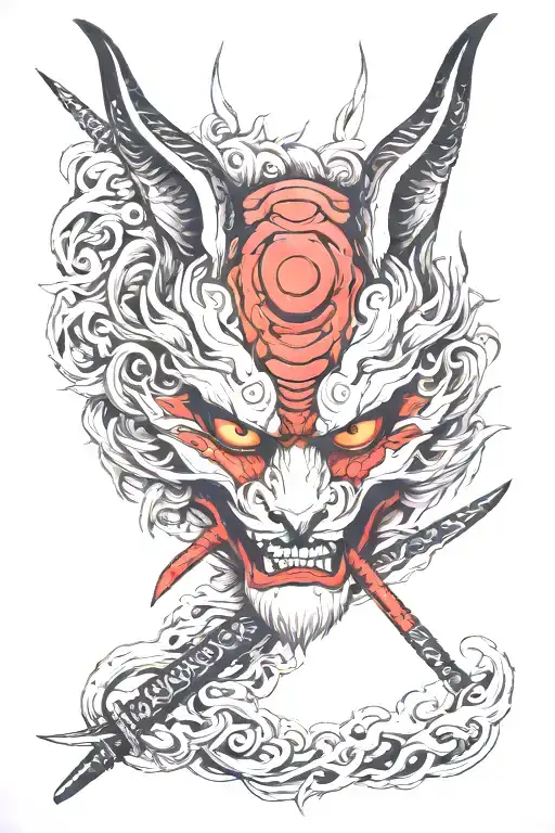 Oni Kitsune Mask Katana