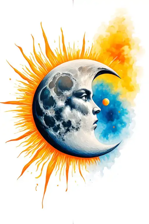 Moon Merging Together With Sun Rising