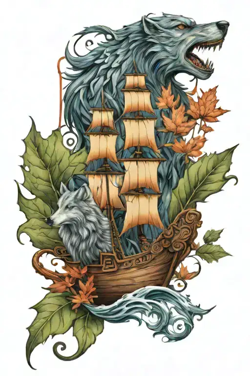 Wolf Thistle Viking Ship Squaw And Maple Tree