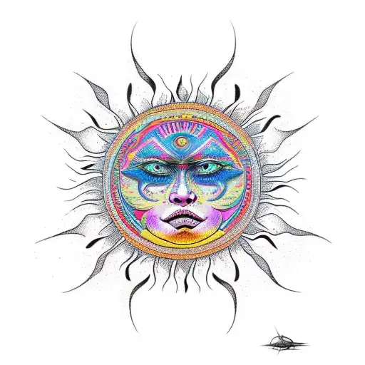 Sun In A Tribal Style